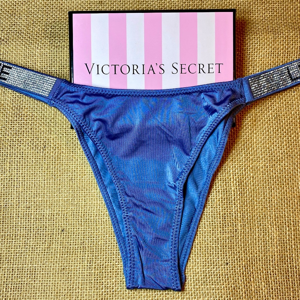 Victoria Secret Blue Rhinestone Cheeky Panty NWOT